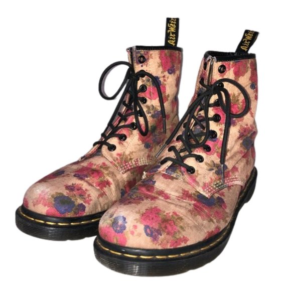 Dr. Martens Shoes - Dr. Martens Castel Floral Canvas Combat Boots - 10